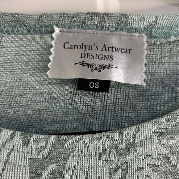 Carolyn’s Artwear Elegant Floral Women's Blouse in Gray and Green Size OS - Picture 3 of 5